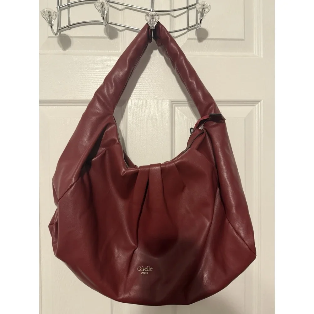 Soft,‎ slouchy Giselle Paris Adele hobo bag in a rich red/burgundy shade